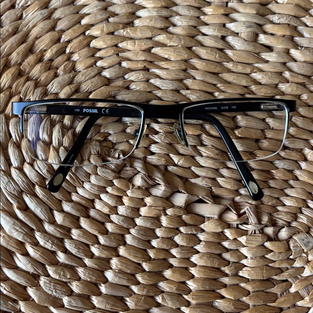 FOSSIL Matte Black Mens Semi Rimless Eyeglasses Michael OJCB 140 54018